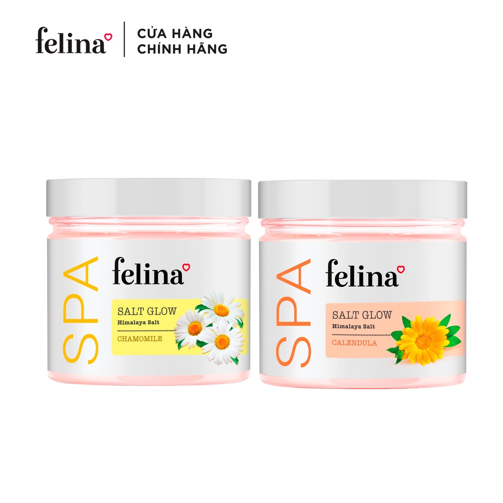 Combo 2 hộp Muối tắm tẩy tế bào chết body Felina Home Spa 500g/ hộp từ muối hồng Himalaya tinh khiết 100% thiên nhiên