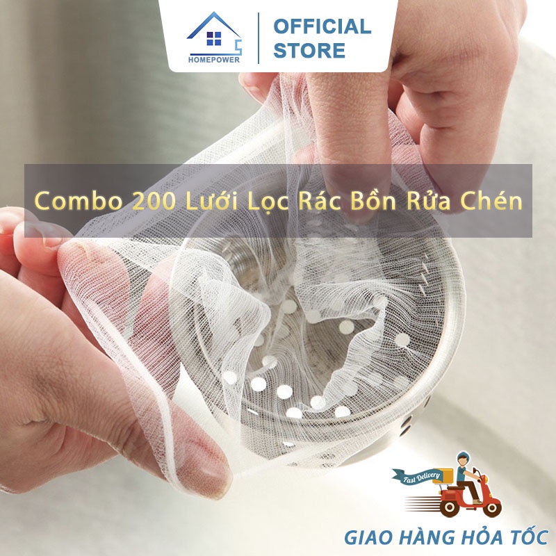 Bộ 2 gói gồm 200 túi lọc rác bồn rửa thông minh có thể tái sử dụng Homepower