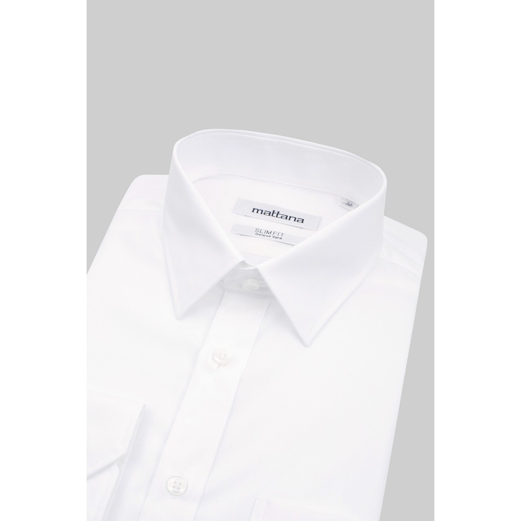 Áo sơ mi dài tay mattana trắng trơn slim fit MAM01190001700863