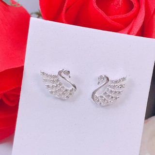 Bông tai thiên nga đính đá chuẩn bạc ta cao cấp 100%