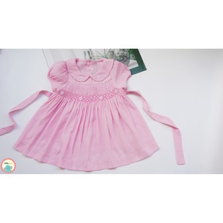 Đầm smock cổ sen cho bé gái