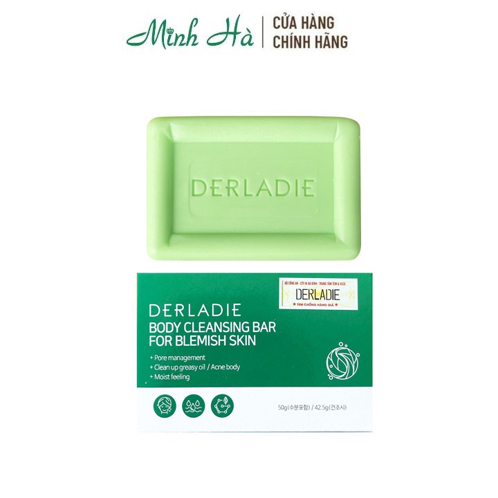 Xà phòng Derladie Body Cleansing Bar For Blemish Skin 50g giúp làm sạch và giảm mụn cơ thể