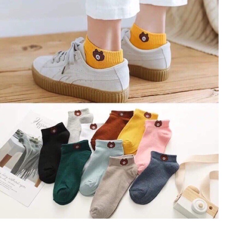 Combo 3 đôi tất Gấu cổ ngắn brown [ 2-3 ĐT]