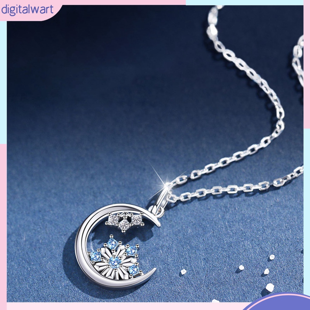 Vòng cổ Mặt Hình Mặt Trăng Và Bông Tuyết Đính Đá Chống Mài Mòn Phong Cách Hàn Quốc