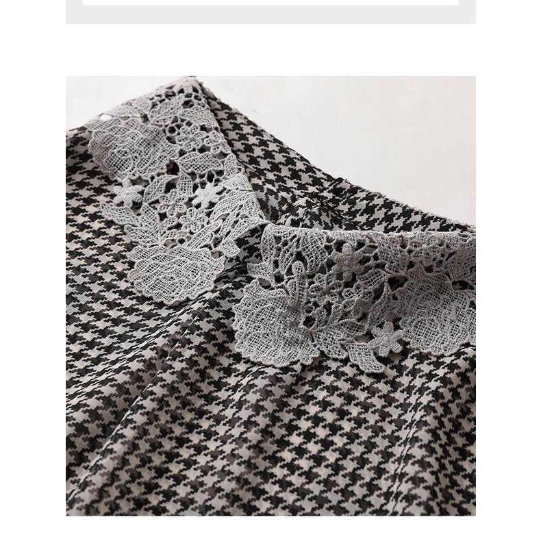 Áo Sơ Mi Chiffon Mỏng Tay Ngắn Dáng Ôm In Họa Tiết Houndstooth 2022 Thời Trang Mùa Hè Cho Nữ