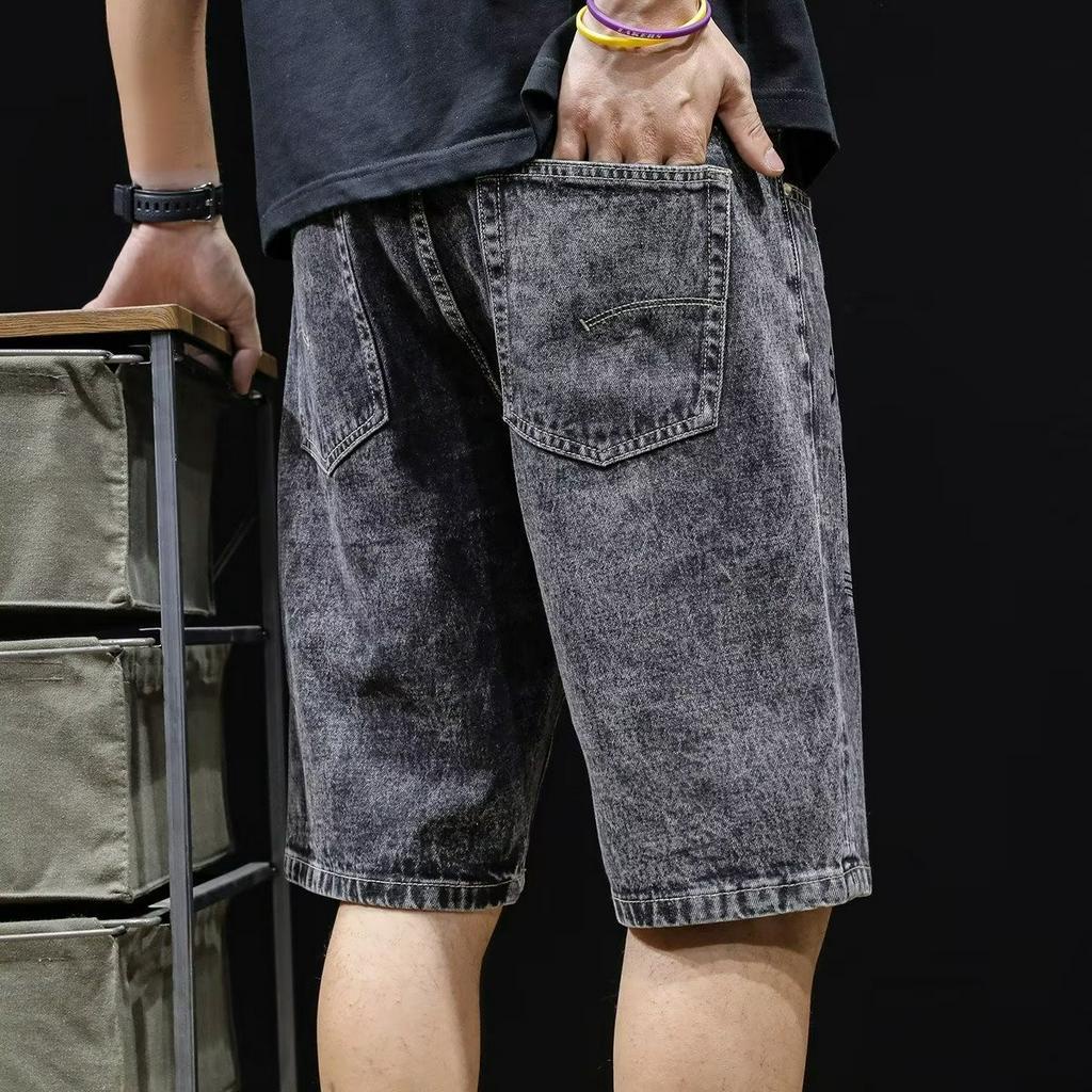 Quần Short Denim Mỏng Dáng Rộng Phong Cách Đường Phố Thời Trang Mùa Hè Dành Cho Nam 28-36 2 Màu