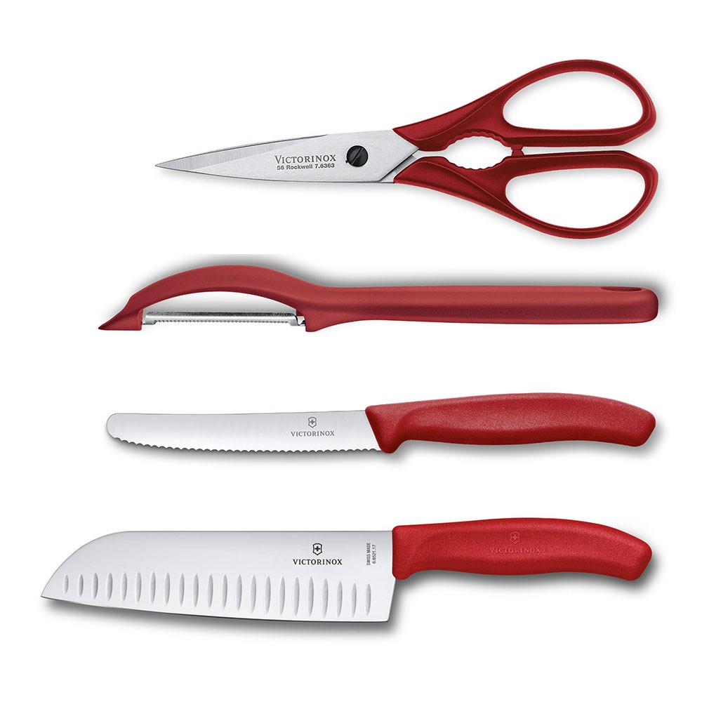 Bộ dao bếp Victorinox Swiss Classic 4 món màu đỏ