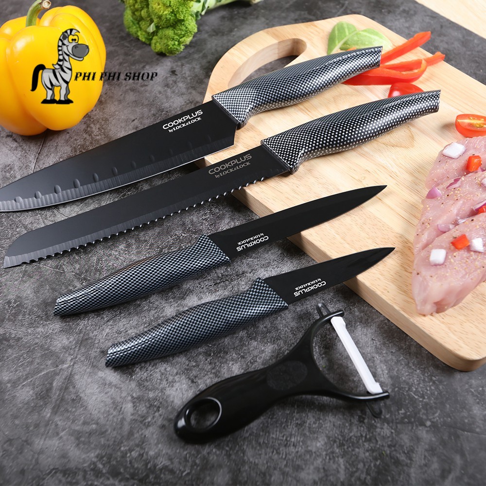 Bộ Dao Nhà Bếp 5 Món Cookplus Lock&Lock CKK101S5BLK