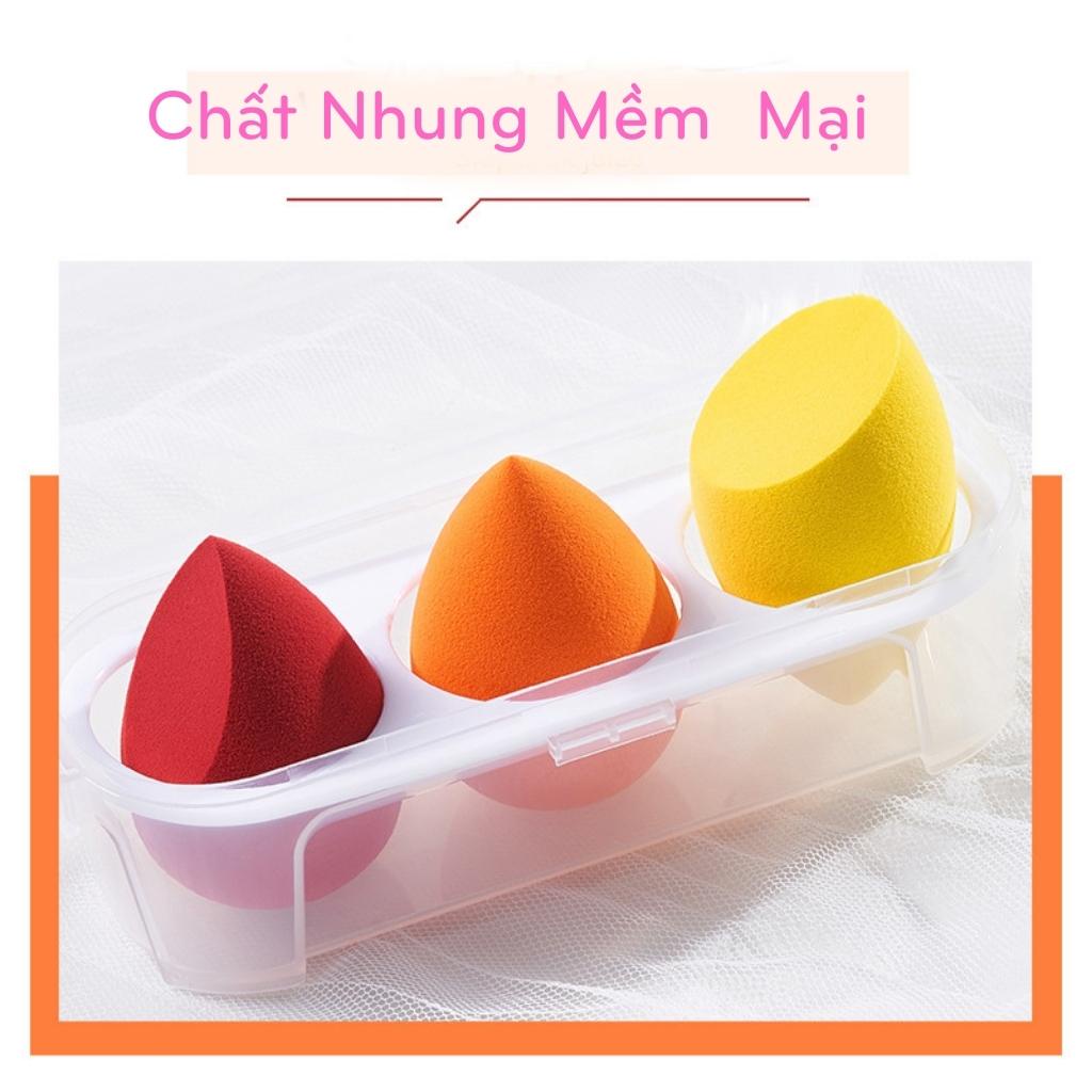 Mút Trang Điểm 3 Miếng Beauty Egg Mềm Mịn Hình Giọt Nước Mút Tán Kem Khô Và Ướt Tiện Lợi