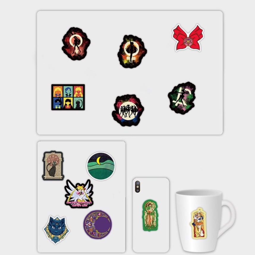 Set 100/50/25/10 Nhãn Dán Thủy Thủ Mặt Trăng Trang Trí Đa Năng