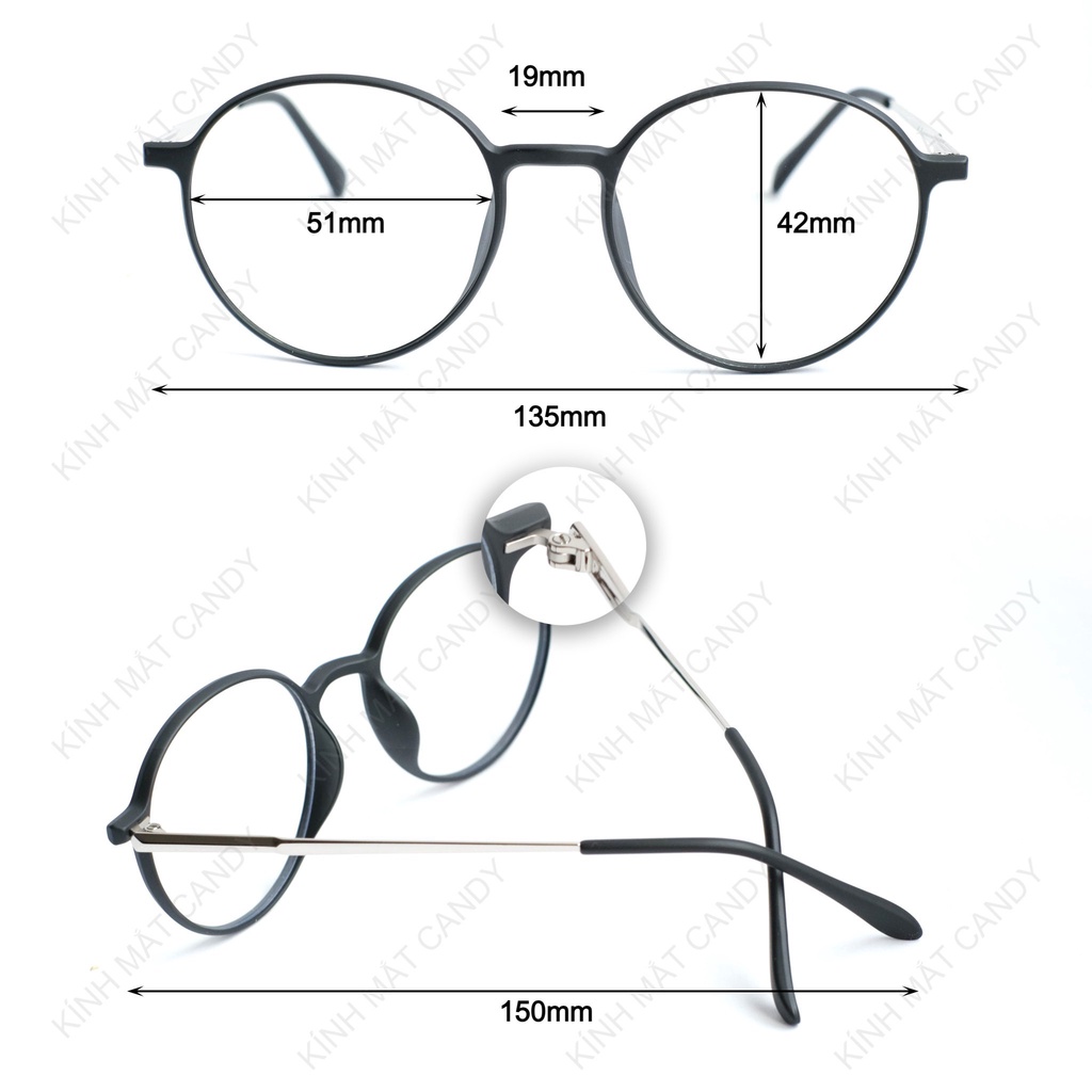 Gọng kính cận tròn cao cấp 1897 – Tiệm kính Candy