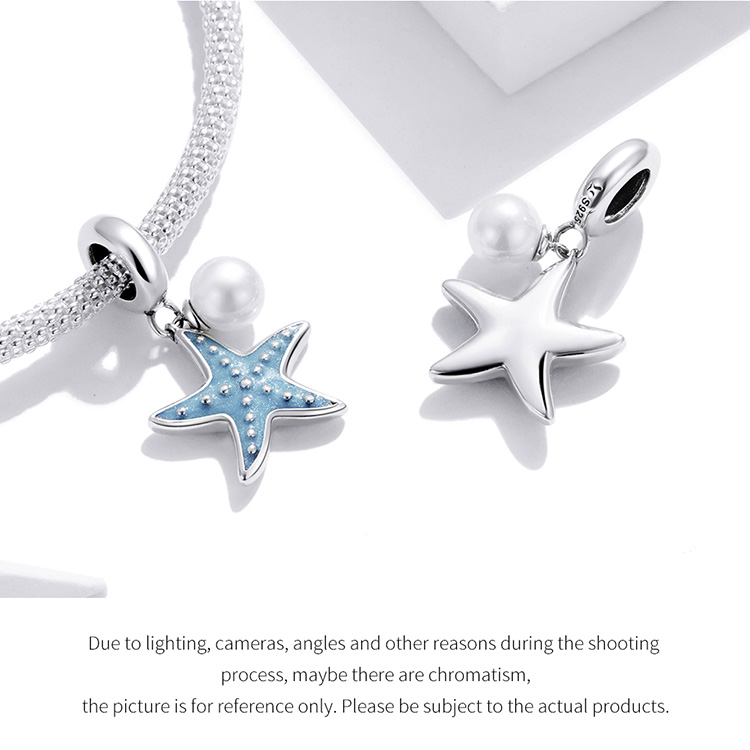 Mặt dây Bamoer bằng bạc thật 925 mặt hình sinh vật biển khảm đá Zircon thời trang cho nữ SCC1803