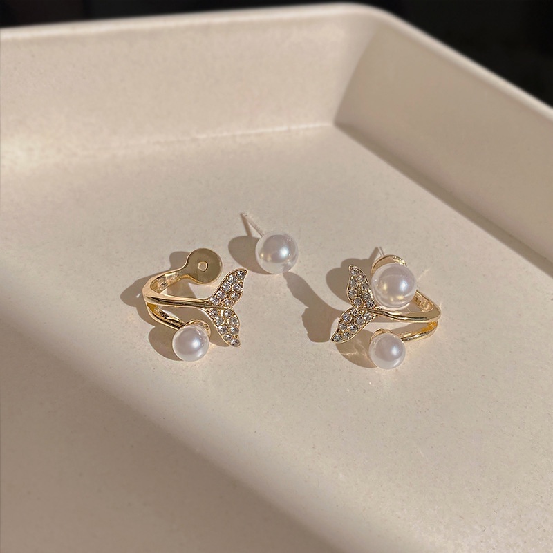 Bông Tai Hình Đuôi Cá Đính Ngọc Trai Đơn Giản Thời Trang 2022