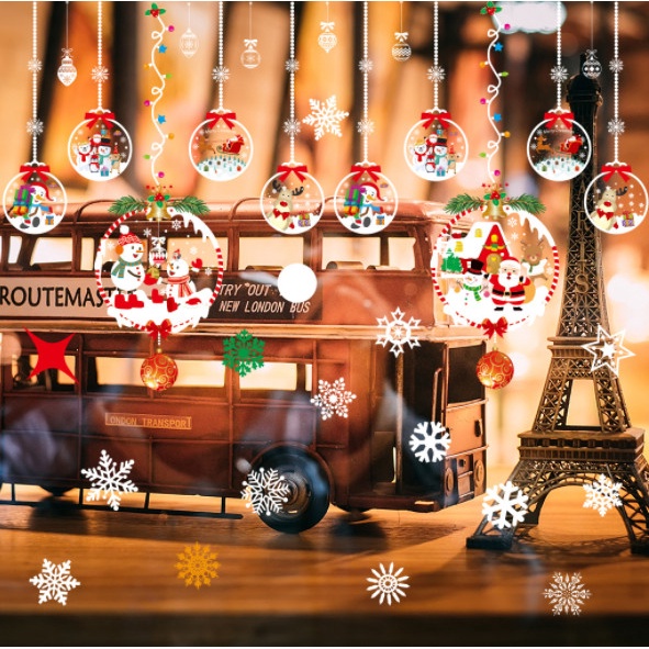 Decal dán tường Noel Hít Tĩnh Điện không Dơ Kính -