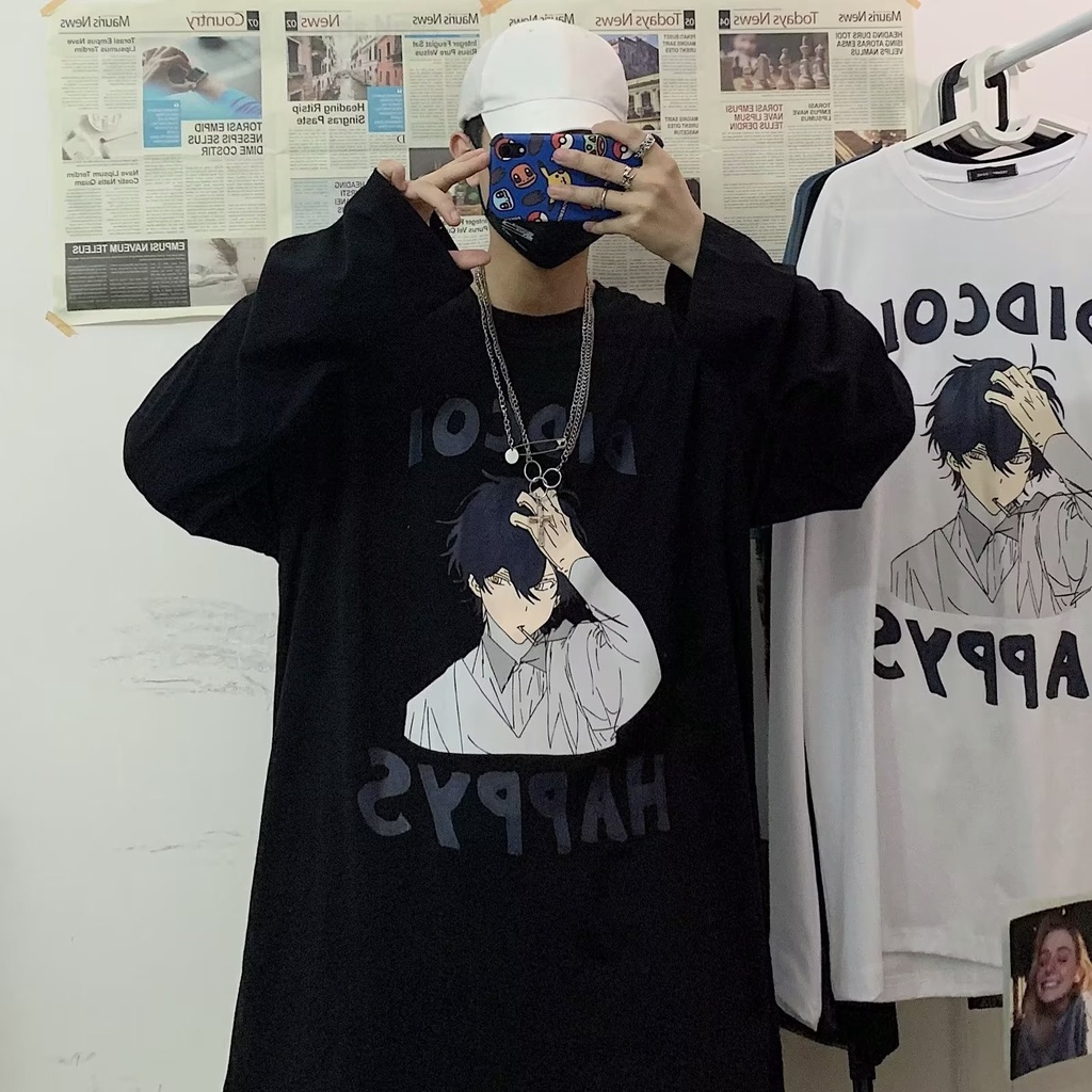 Áo Thun Dáng Rộng In Họa Tiết Hoạt Hình Phong Cách Hip Hop Hàn Quốc Thời Trang Cho Nam Và Nữ size M-5XL
