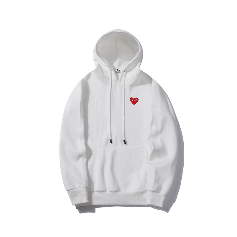 Áo hoodie cotton tay dài thêu họa tiết trái tim CDG