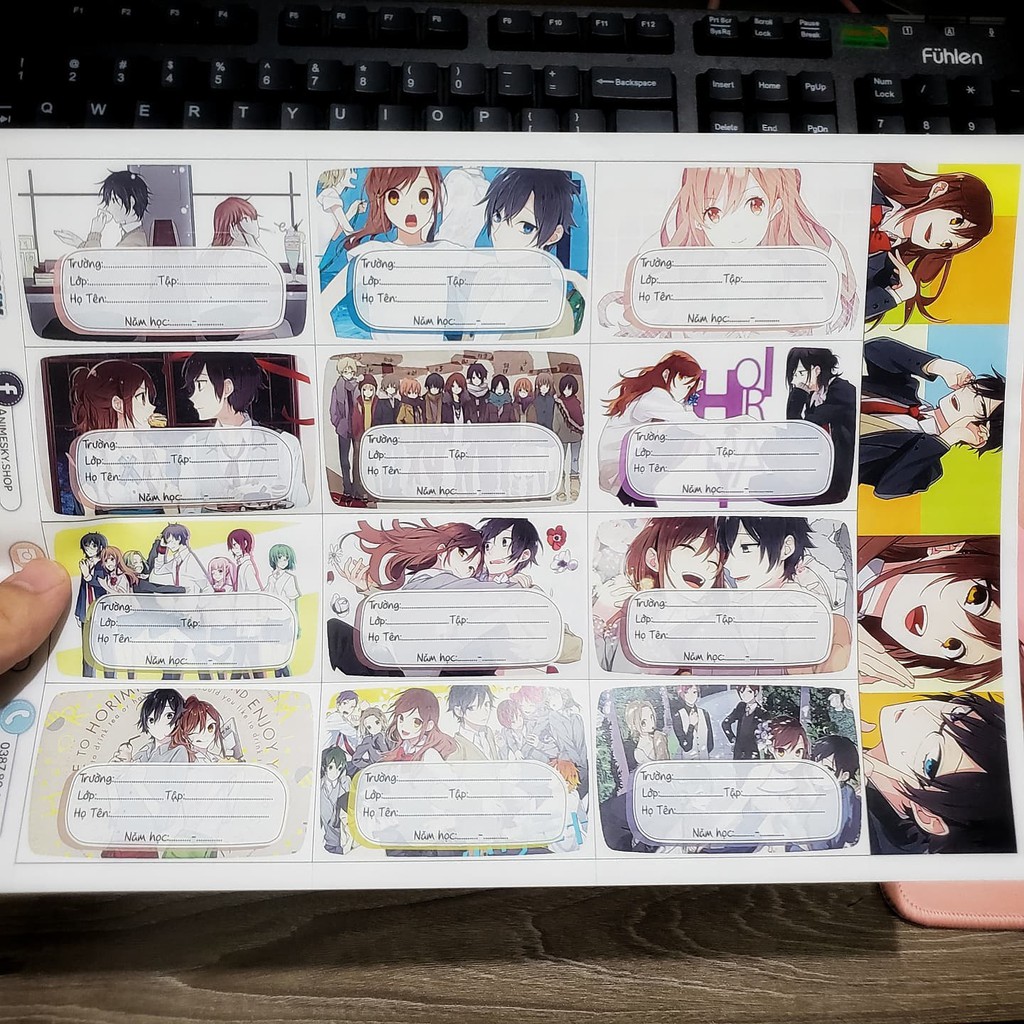 Nhãn vở Horimiya 1 bộ 12 mẫu độc đáo - nhãn vở Anime/Manga