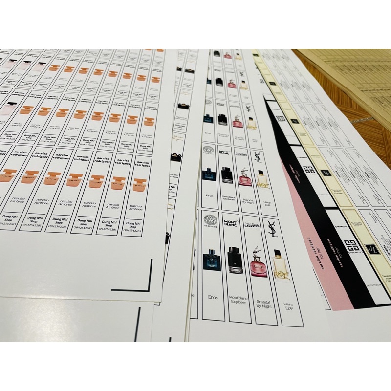 Tem Dán Chai Chiết Nước Hoa In Theo Yêu Cầu