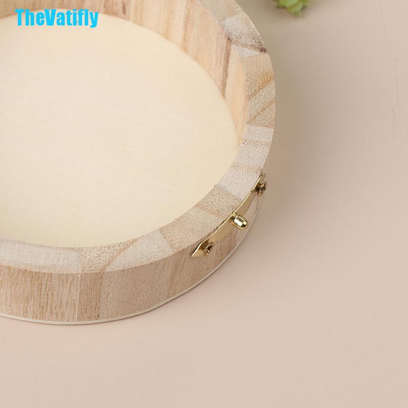 Hộp gỗ tròn đựng trang sức có nắp đậy phong cách vintage cổ điển