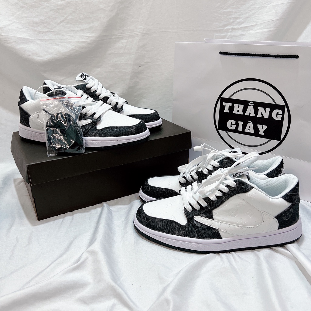 Giày Thể Thao Nam Nữ Ngô Thắng JD Thấp Travis Màu Đen Trắng