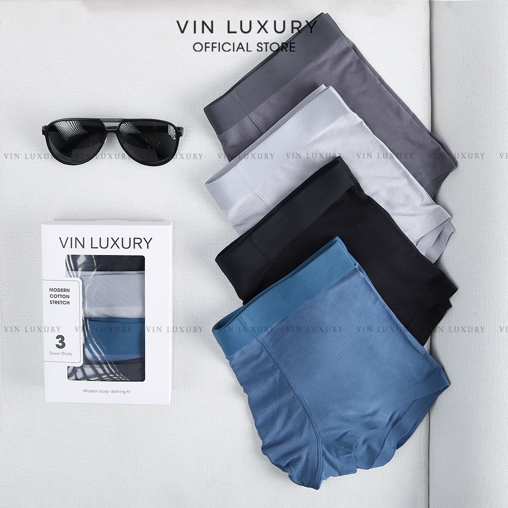 Quần lót nam Boxer cạp đúc liền khối, quần sịp đùi nam vải modal kháng khuẩn khử mùi - Vin Luxury Hàng Hiệu