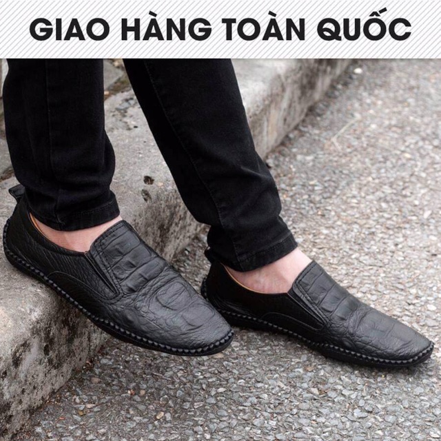 💥GIÁ TỐT💥 Giày Lười Nam Da Bò Vân Cá Sấu [Chân dày tăng 1 size] | BigBuy360 - bigbuy360.vn