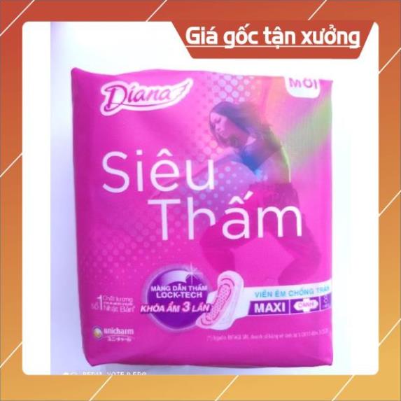 [ICLN9 giảm 5K cho đơn hàng 50k]  Băng vệ sinh Diana siêu thấm gói 8 miếng maxi, siêu mỏng [HÀNG CHÍNH HÃNG]