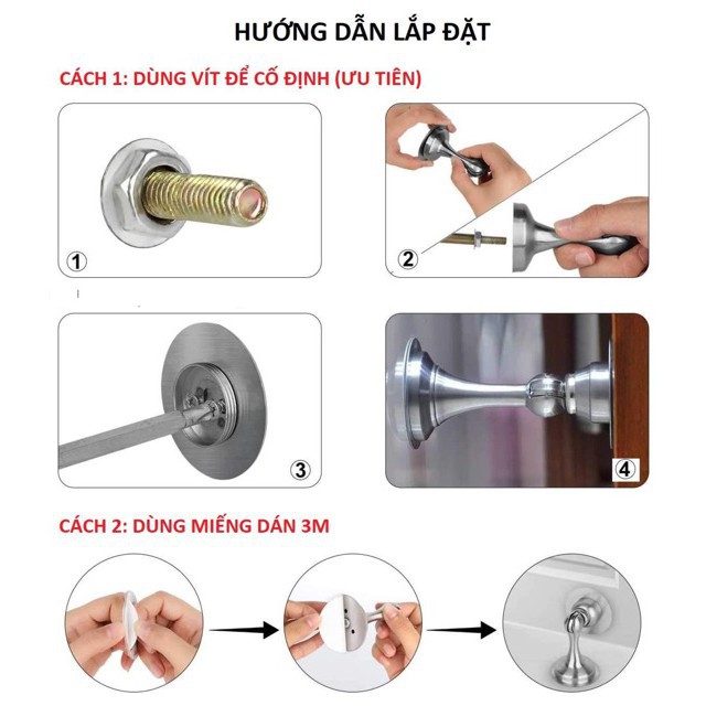 Chặn cửa chống va đập, chặn cửa siêu hít, Nam châm hít cửa mạnh - chuyên cho cửa nặng, to, giữ cửa chắc chắn