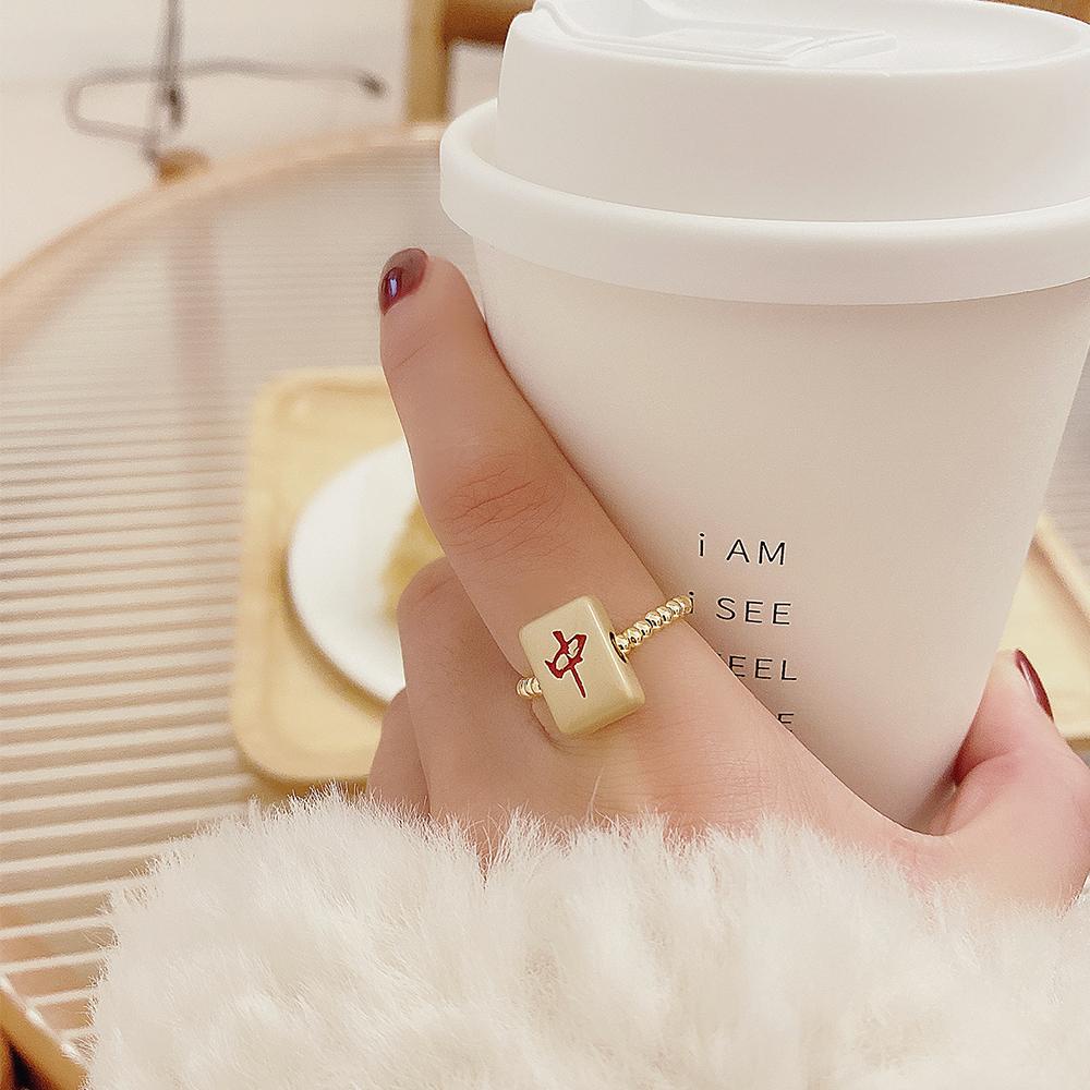 Nhẫn Mạt Chược Truyền Thống Thời Trang Vintage Sáng Tạo Cho Nữ