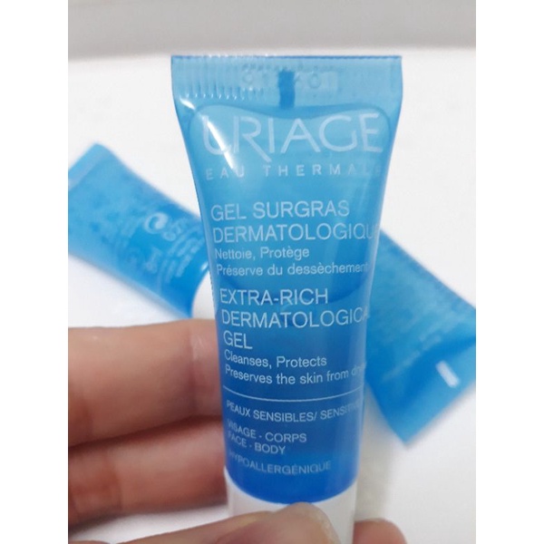 sample minisize gel làm sạch da mặt, da đầu, toàn thân uriage - surgras liquide dermatologique