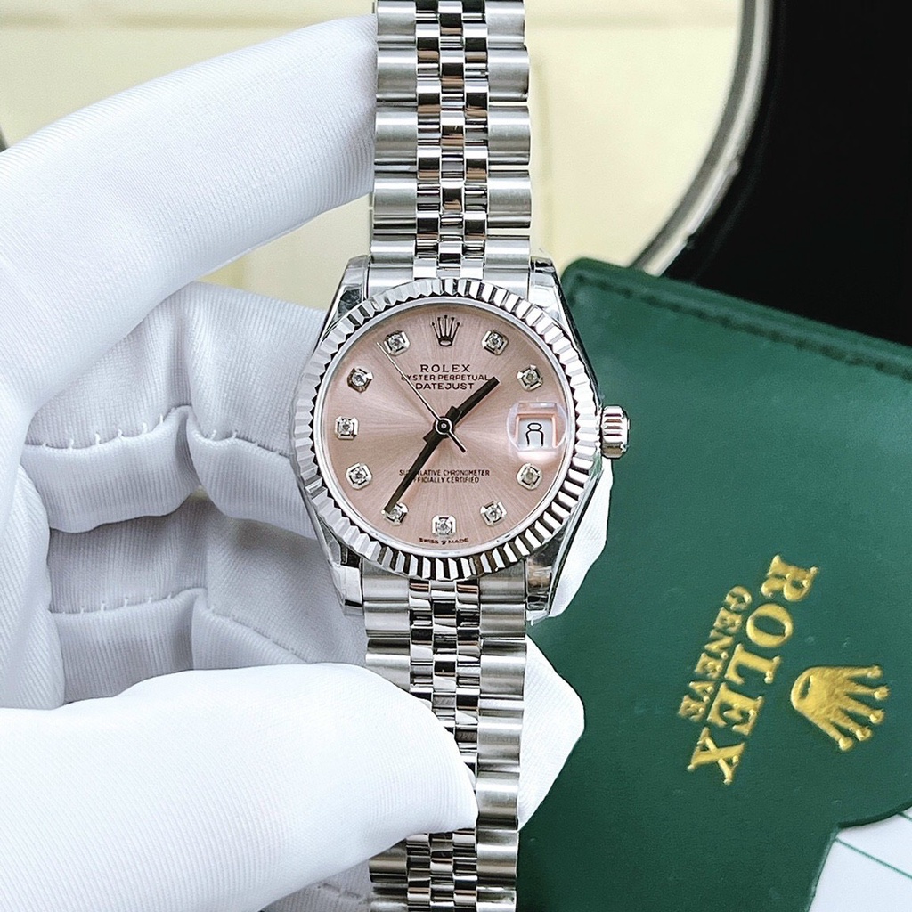 Đồng hồ nữ Rolex Date Just Silver 32mm máy ETA Calibre 3235 28800mph, khung thép oystersteel 904l