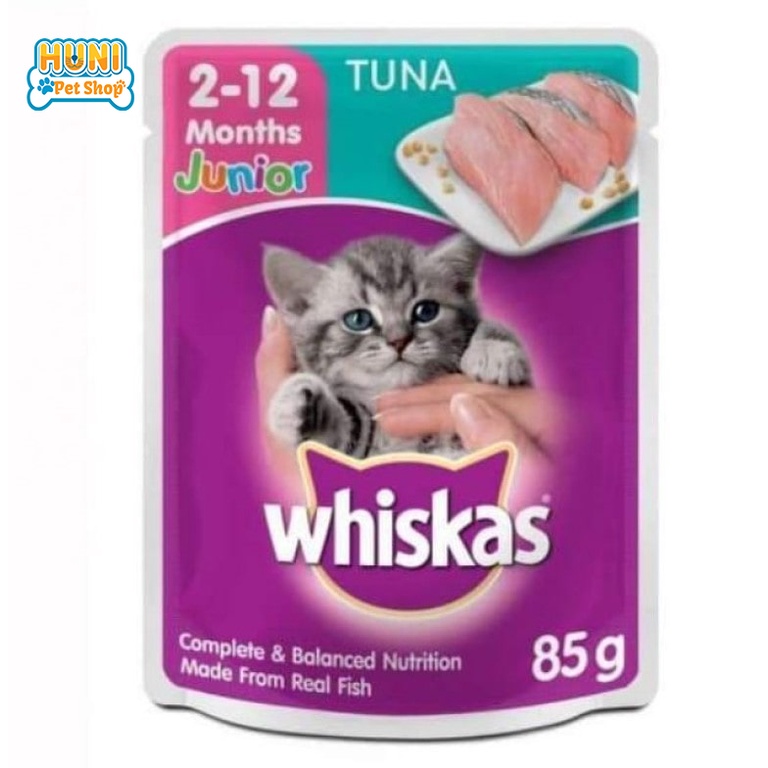 Pate mèo pate whiskas mèo con vị cá thu - cá ngừ whiskas sốt mèo gói 85gr Huni Petshop