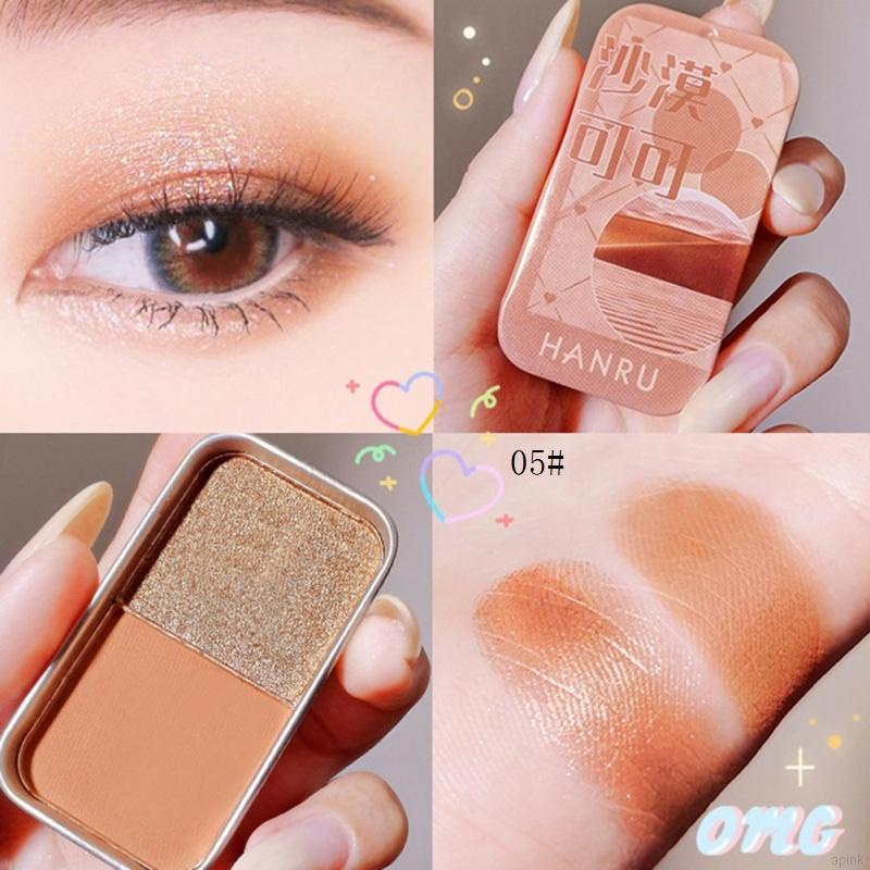 [Hàng mới về] Bảng phấn mắt hai màu sắc tông lì/hiệu ứng ngọc trai kim tuyến trang điểm làm đẹp