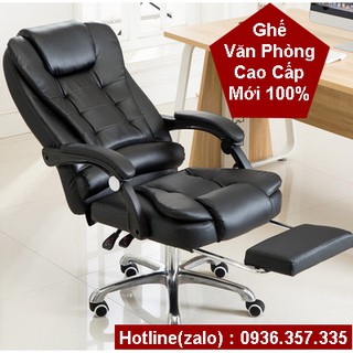 [Hàng New] Ghế Xoay Văn Phòng Có Massage Lưng Kèm Để Chân Cao Cấp - Ghế  Giám Đốc Bọc Da Có Matxa Thư Giãn