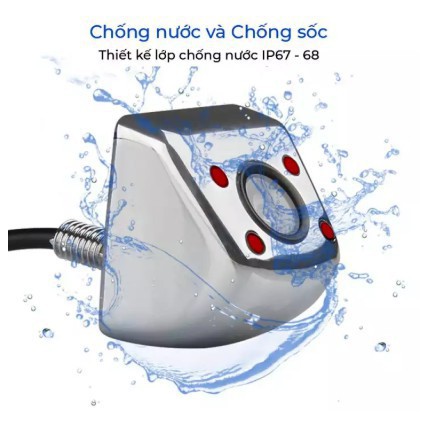 Camera Lùi HD 4 Cảm Biến Hồng Ngoại Vỏ Inox Chống Nước Cao - Camera De chân bắt ốc cho ô tô