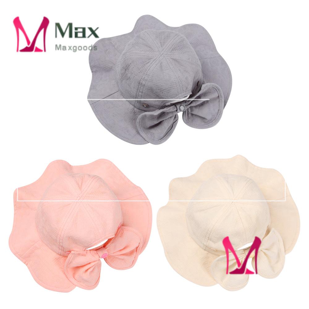 Mũ Cotton Chống Nắng/Tia UV Đính Nơ Gấp Gọn Linh Hoạt Nhiều Màu Thời Trang Xuân Hè Cho Bé Gái