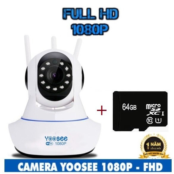 CAMERA IP WIFI YOOSEE 3 RÂU 2.0Mps - HD1080 New 2021 KÈM THẺ NHỚ 32G