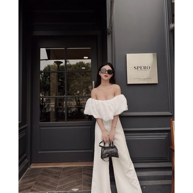 BỘ JUMP TRẮNG TRỄ VAI BÈO HOA NỔI SIÊU XINHH