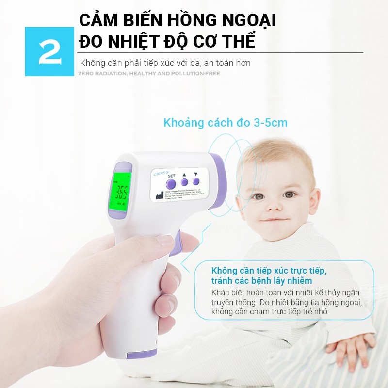 Nhiệt kế điện tử hồng ngoại GP-300 đo nhiệt độ chính xác Máy đo nhiệt độ nhanh chóng trong 1s không cần chạm