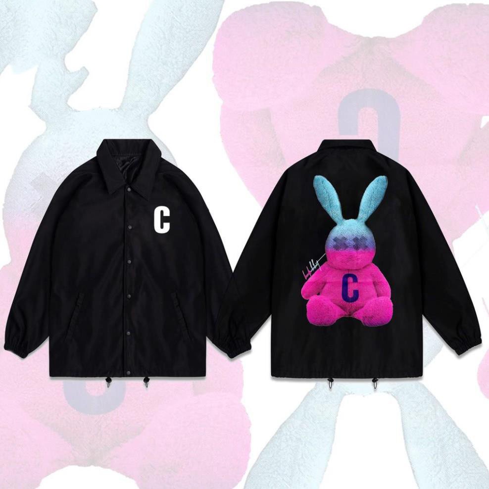 ÁO KHOÁC NÚT BẤM/ ÁO JACKET ĐEN IN HÌNH THỎ HỒNG ,FREESHIP,LOCAL BRAND HÀNG VNXK 2 LỚP CHÓNG NẮNG,1993CLOTHING