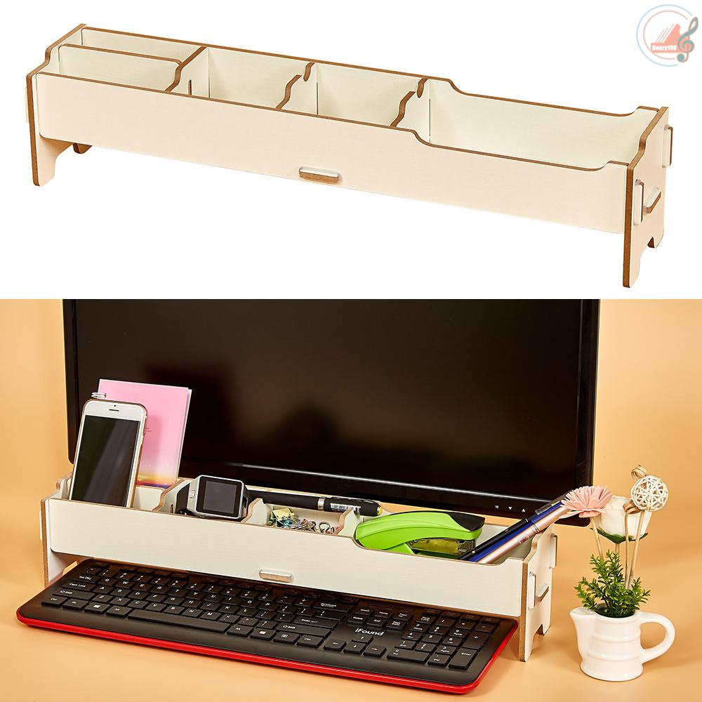 Desktop Multifunctional Monitor Riser Stand with Storage Slolts for Stationeries Keyboard  Office School Home Supplies