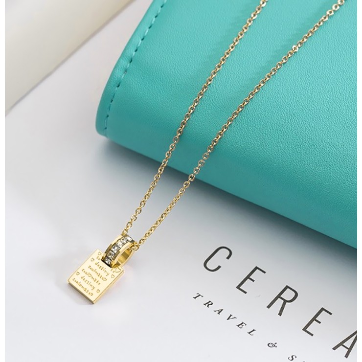 DÂY CHUYỀN TITAN VÒNG ĐÁ LỒNG THẺ HÌNH VUÔNG TN133 siêu đẹp, bền màu, chuẩn thời trang