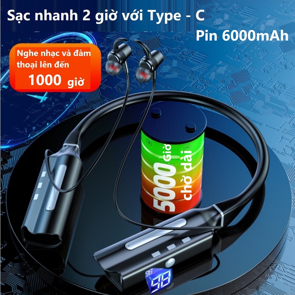 Tai Nghe Bluetooth 5.2 DJ881, Âm Thanh Vòm 12D Hifi Stereo , Pin Khủng 6000mAh  Sử Dụng Liên Tục Lên Đến 1000 Giờ