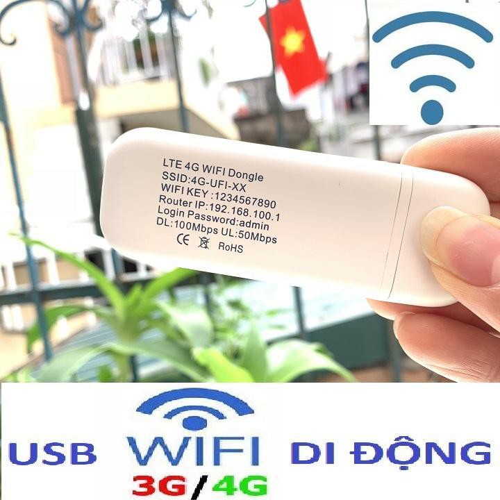 Cục phát sóng wifi di động không dây Dongle 4G LTE - Phát wifi chạy bằng sim điện thoại bản usb thời thượng