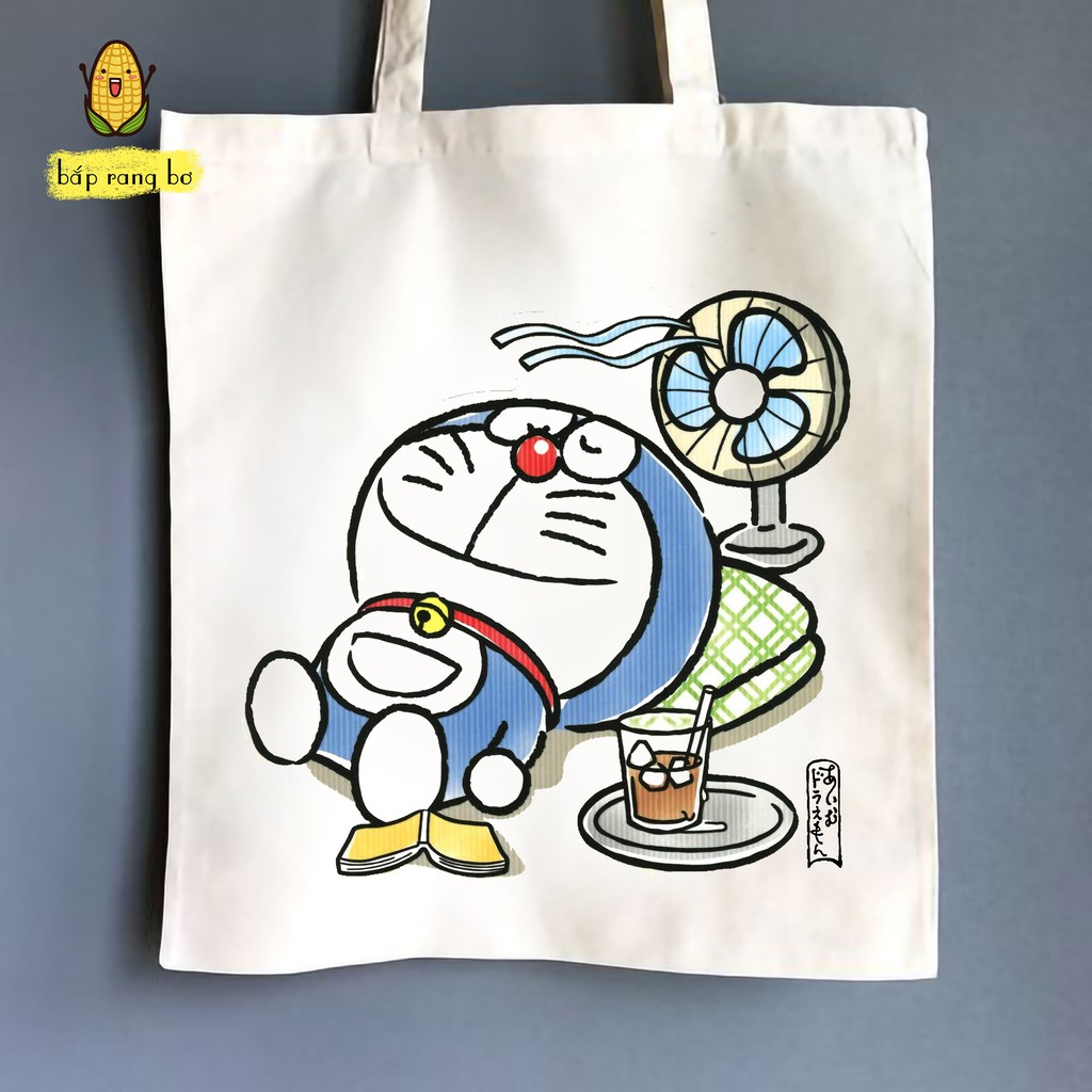 TÚI TOTE TRÒN DORA EMON P2 [CÓ KHÓA + TÚI CON] - VẢI CANVAS