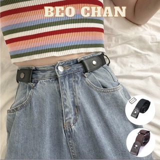 Thắt Lưng Chun Thun Co Giãn nam nữ Cúc Bấm 2 Bên Vải Phối Da - Dây Nịt Chun Thun 2 Bên Cài Tiện Lợi Eo Nhỏ - Beo Chan