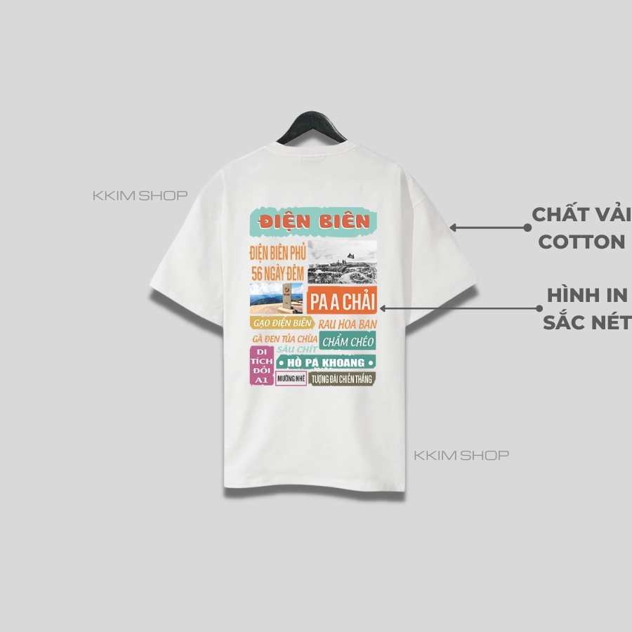 Áo thun tay lỡ ĐIỆN BIÊN, Áo phông 63 tỉnh thành Form rộng oversize, chất liệu Cotton KKIMSHOP