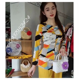 BỘ BÀ BA VẢI LỤA HỌA TIẾT VÀ CHẤM BI