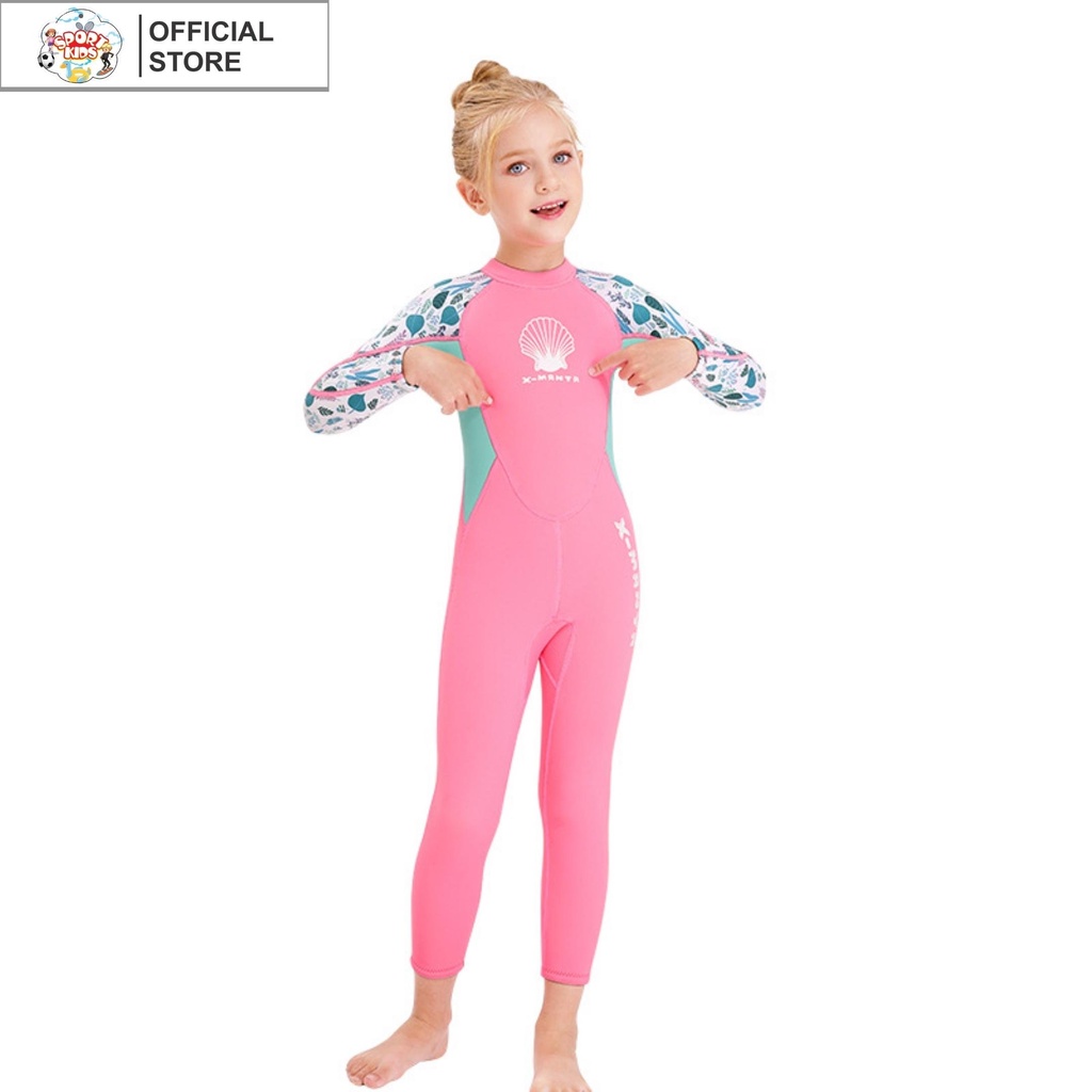 Đồ Bơi Liền Thân Dài Tay Cho Bé Gái Từ 10kg Đến 46kg - SPORTKIDS 10