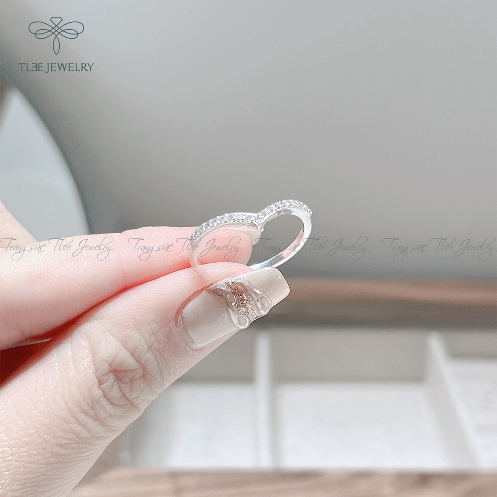 Nhẫn bạc nữ TLEE cung nạm đá một hàng sang trọng NCJ A0165